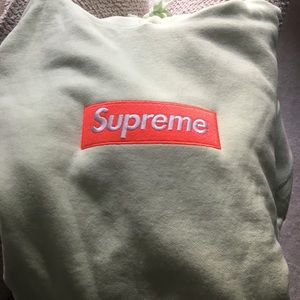 Supreme Pale lime box logo hoodie large